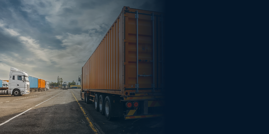Freight truck fading into a blue background