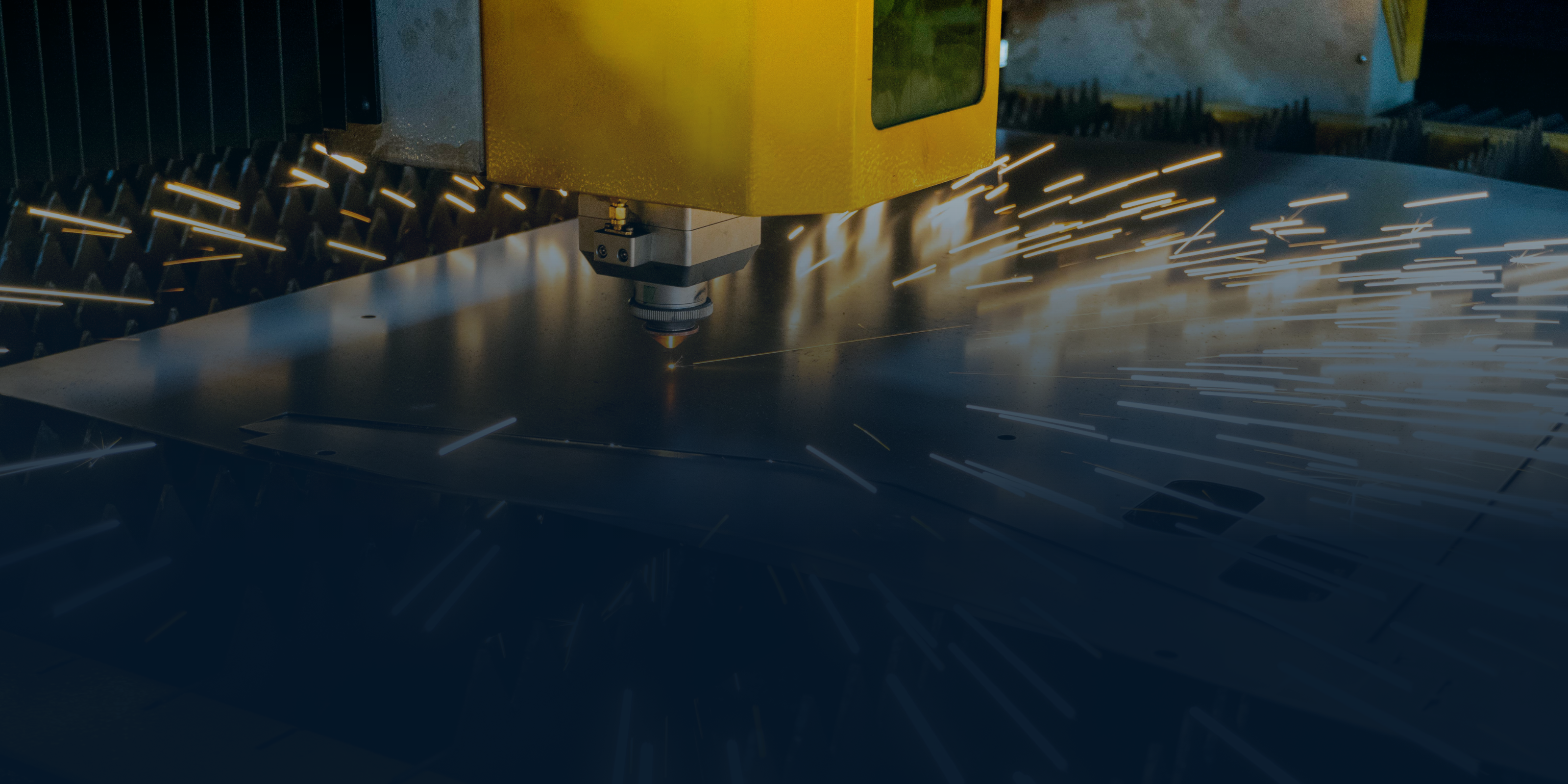 Precision laser cutting of metal components for manufacturing and shipping industries, highlighting efficient production processes to support streamlined supply chains.