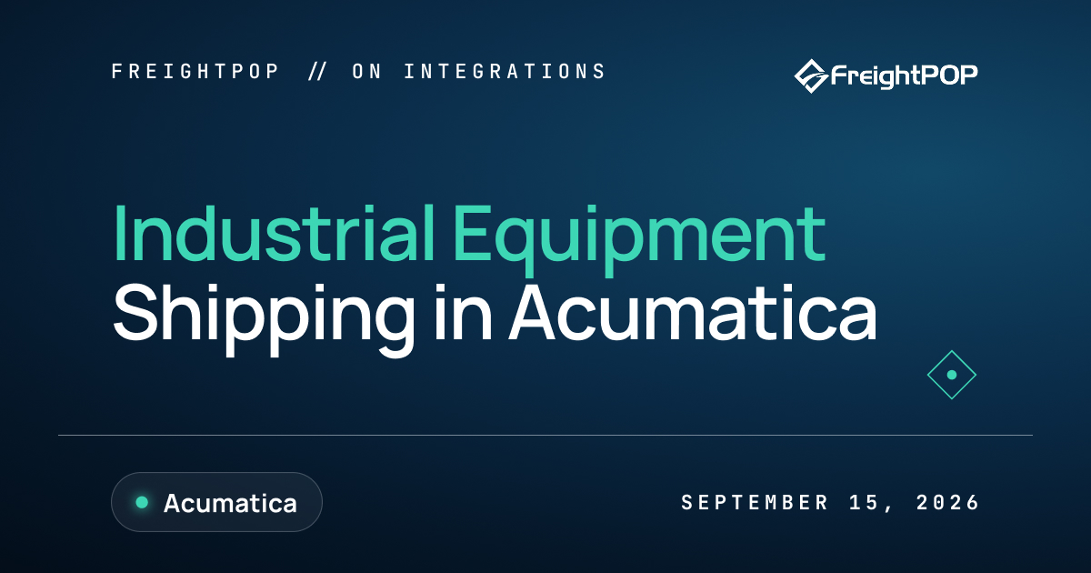 Industrial Equipment Shipping in Acumatica text on blue background