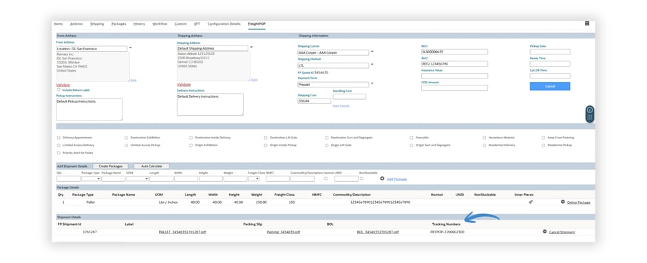 Real-time shipment tracking in NetSuite through FreightPOP integration